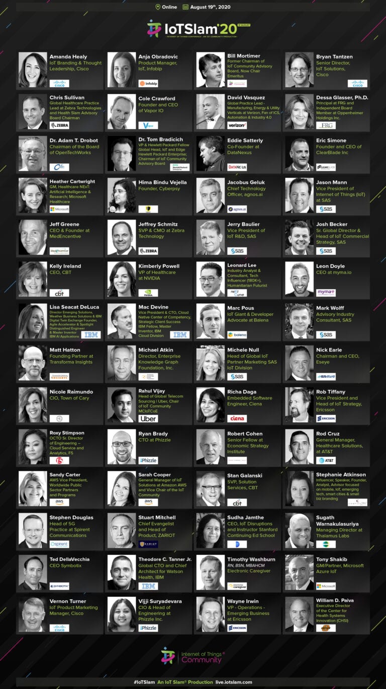 The IoT Community Announces Its Exclusive Agenda for the IoT Slam 2020 Virtual Conference, Its Twelfth Internet of Things Virtual Conference Commencing August 19th 2020