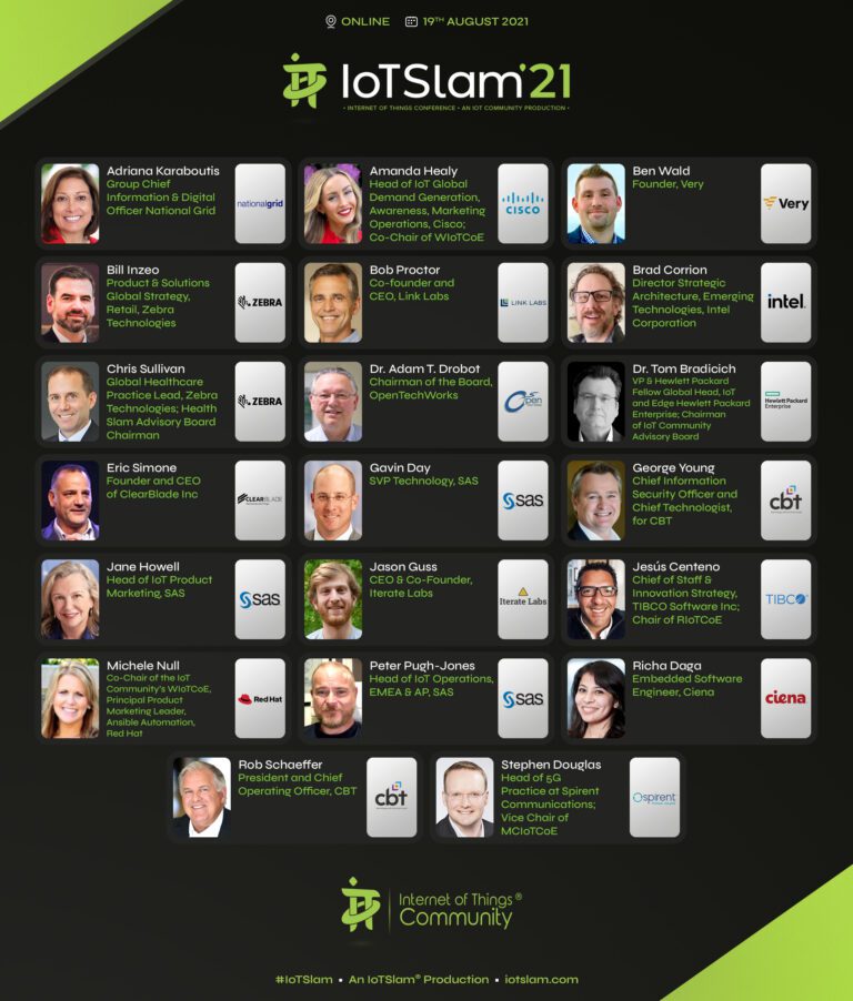 The IoT Community Announces Its First Exclusive Members Only Conference Agenda for the IoT Slam 2021 Virtual Event, August 19th, Online